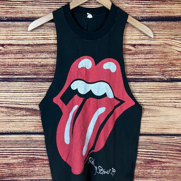 Vintage 1989 The Rolling Stones North American Tour Chopped T-shirt - Picture 1 of 9